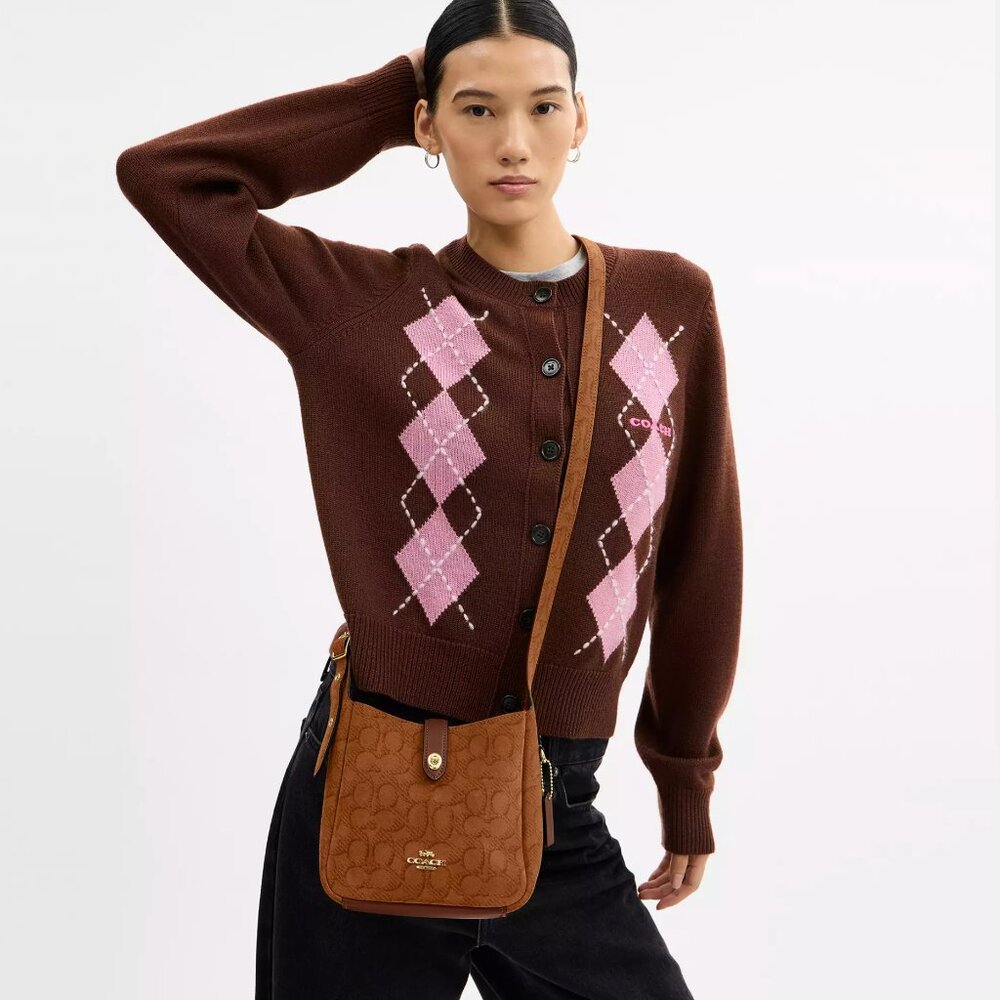 Coach CCE16 Hadley Mini Crossbody Bag In Signature Suede in Caramel NWT - Picture 13 of 13